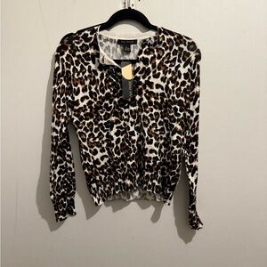 PAIGE Leopard Print Long Sleeve Blouse